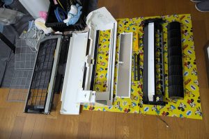 ドレンパン分解送風ファン抜き洗浄
